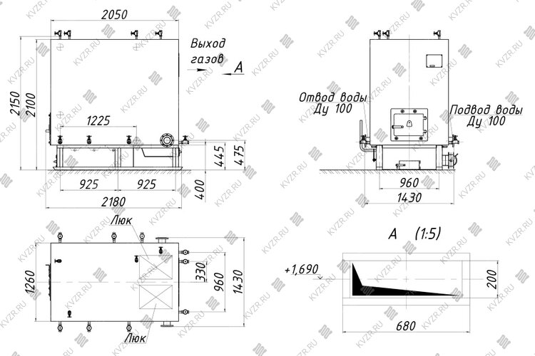 Котел КВм 0.63 с РПК чертеж